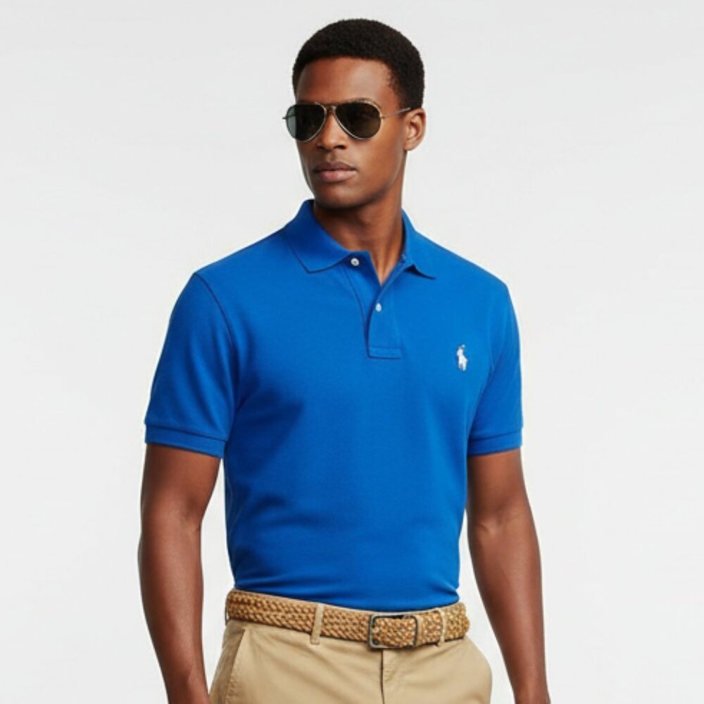 Ralph Lauren Polo Blue Soft Pima Short Sleeve Polo Shirt XL